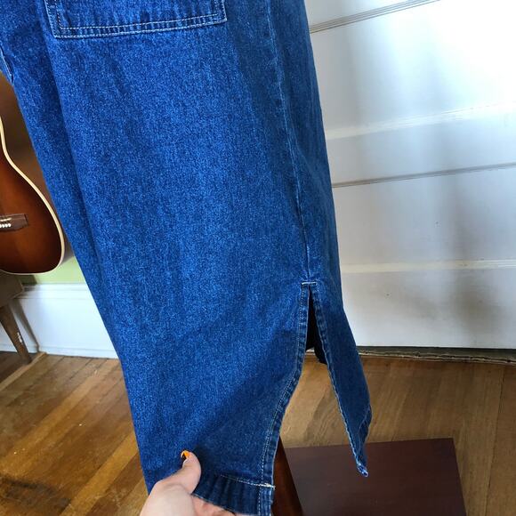 Vintage Original TY Wear Denim Midi Dress M Pocket 90s Revival Minimalist Fall - Picture 3 of 9